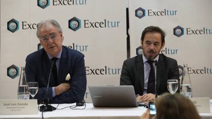 Jos&eacute; Luis Zoreda, vicepresidente de Exceltur (izquierda), y &Oacute;scar Perelli, director de estudios.