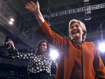 Michelle Obama y Hillary Clinton hacen campa&ntilde;a juntas este jueves.