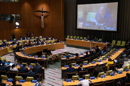 Gustavo Petro habla ante mandatarios de distintos países durante la Cumbre Sobre Transformación en la Educación, el 19 de septiembre.