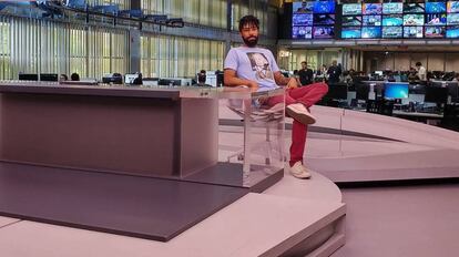 Diego Rocha na bancada do Jornal da Globo.