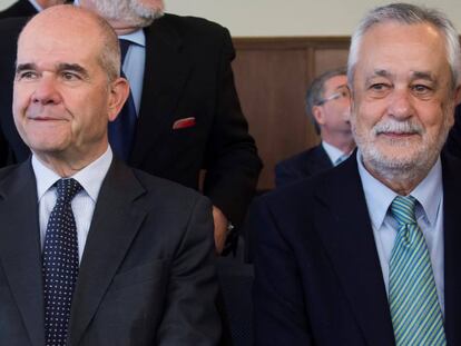 Manuel Chaves y José Antonio Griñán, este martes en el juicio de los ERE. 