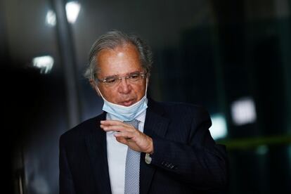 Paulo Guedes durante a entrevista coletiva desta terça-feira.