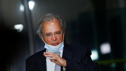 Paulo Guedes durante a entrevista coletiva desta terça-feira.