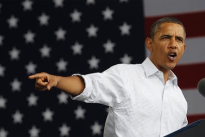 El presidente de Estados Unidos, Barack Obama, durante su discurso de ayer del Día del Trabajo en Milwaukee (Wisconsin).