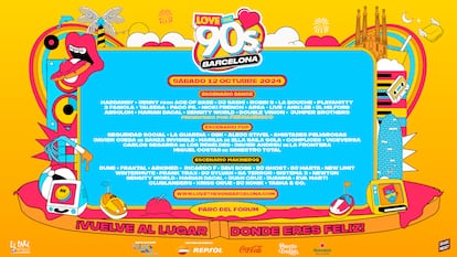 Cartel promocional del festival Love the 90s de Barcelona.