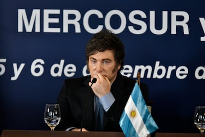 Javier Milei en Montevideo, Uruguay, el 6 de diciembre de 2024.