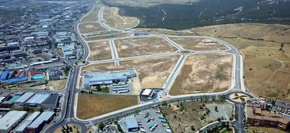 Vista aérea de la parcela de Los Carriles, situada en la localidad madrileña de Alcobendas.