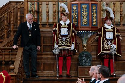 Luis Mateo Díez, en un momento de la ceremonia. 