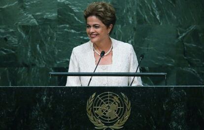 La presidenta de Brasil, Dilma Rousseff, en la ONU