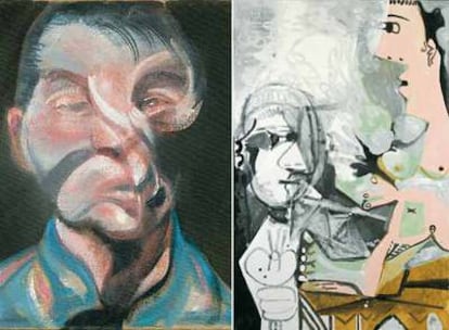 A la izquierda, <i>Autorretrato</i><b> (1972), de Francis Bacon. A la derecha, </b><i>El pintor y su modelo </i><b>(1964), de Picasso, dos de los cuadros que se exhiben en el Museo de Bellas Artes de Lucerna.