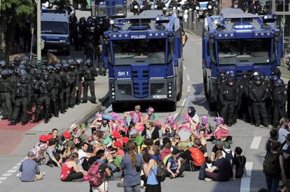 Protesto durante o G20 em Hamburgo, na Alemanha. 