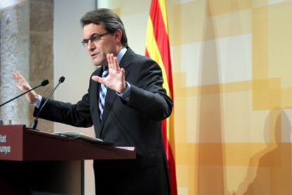 El presidente de la Generalitat de Cataluña, Artur Mas, ayer, al revelar sus planes de recortes.