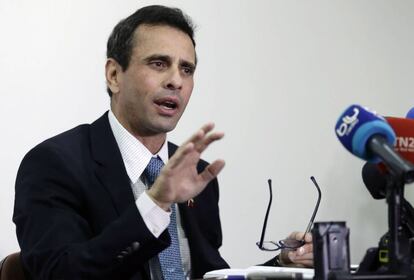 Henrique Capriles, en su primera rueda de prensa con los medios colombianos, el pasado miércoles.