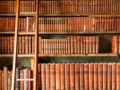 La biblioteca Brodsworth Hall en South Yorkshire, Inlgaterra.