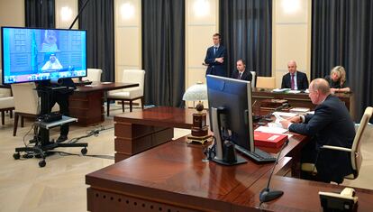 El presidente ruso, Vladímir Putin, durante la videoconferencia del G20 convocada el jueves para abordar la crisis del coronavirus.