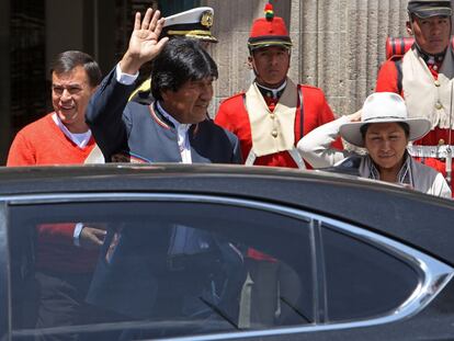 El presidente de Bolivia, Evo Morales, al salir de una conferencia en La Paz.