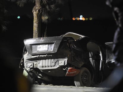 El coche accidentado la noche de este domingo en Tláhuac.