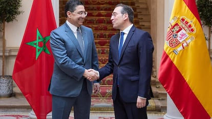 Encuentro entre los ministros de Exteriores de España y Marruecos, José Manuel Albares y Nasser Bourita, el 19 de abril de 2025.