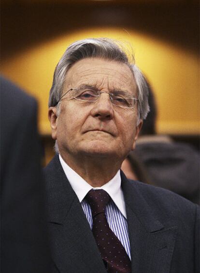 Jean-Claude Trichet, a su llegada al Parlamento Europeo.