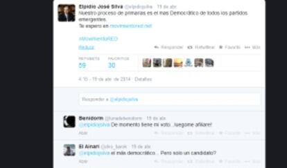 Pantallazo de la cuenta de Twitter del juez Elpidio Silva.