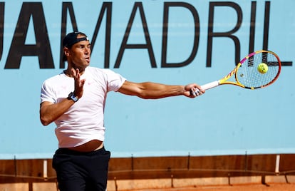 Nadal, durante el entrenamiento de este miércoles.