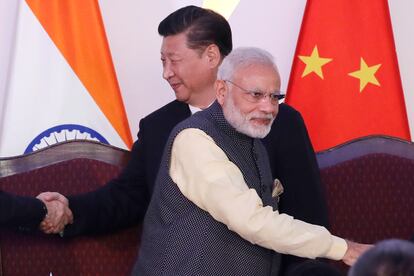 Narendra Modi y Xi Jinping durante la cumbre de los BRICS celebrada en octubre de 2016 en India.