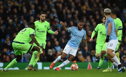 Sterling, durante el partido entre el Manchester City y el Schalke 04 que terminó 7-0.