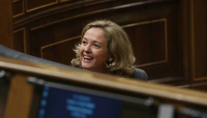 Nadia Calviño, en el Congreso.