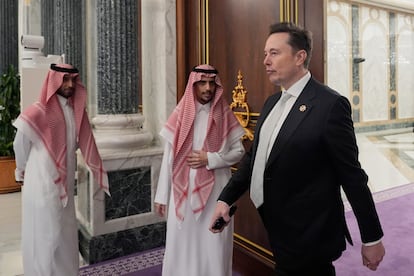 El asesor del presidente de los Estados Unidos, Elon Musk, en Riad este martes.