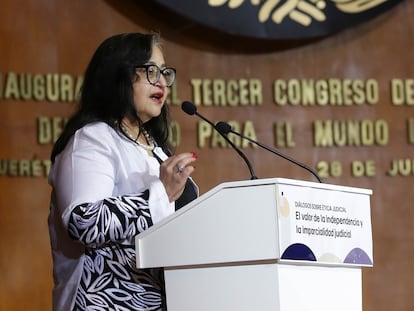 Norma Piña durante un evento en la ciudad de Querétaro, el 28 de junio de 2023.