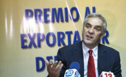 El embajador de la Unión Europea para Centroamérica, Javier Sandomingo, fue registrado este miércoles, durante una rueda de prensa, en Managua (Nicaragua).
