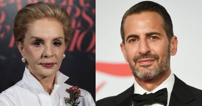 La diseñadora Carolina Herrera y el diseñador Marc Jacobs.