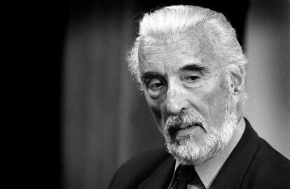 Christopher Lee, en un rodaje en Barcelona en 2001.