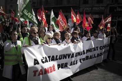 Protesta de sanitarios de centros concertados, el pasado febrero