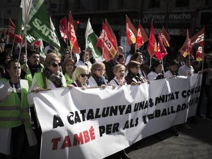 Protesta de sanitarios de centros concertados, el pasado febrero