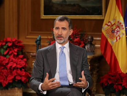 Spain's King Felipe during his Christmas message.