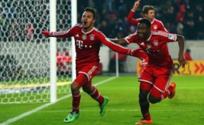 Thiago, tras marcar al Stuttgart.