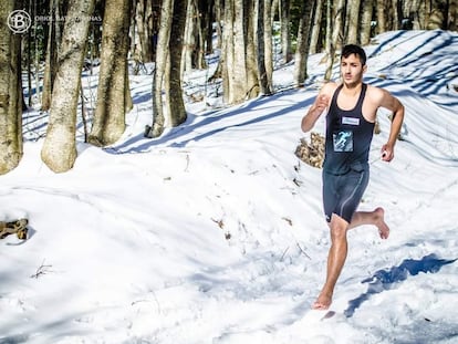 Karim El Hayani durante su carrera sobre la nieve.