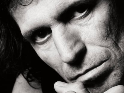 Keith Richards, retratado para seu disco 'Talk is Cheap'.