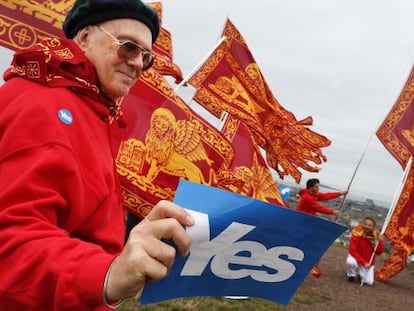 Nacionalistas venecianos participan en una manifestación por la independencia de Escocia, el pasado septiembre en Edimburgo.