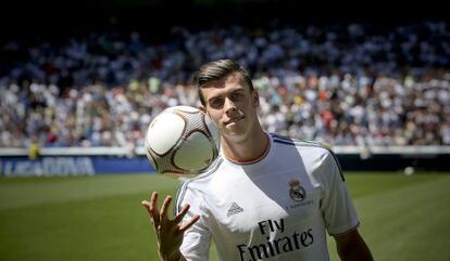 Bale, en su presentación como nuevo jugador del Madrid.