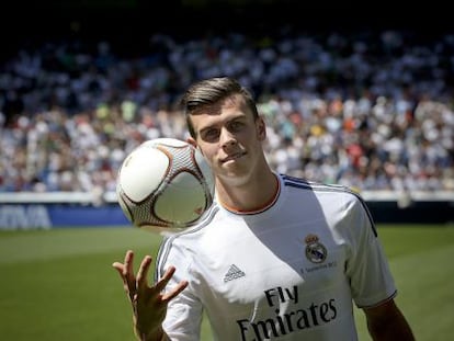 Bale, en su presentación como nuevo jugador del Madrid.