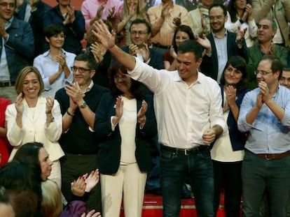 Pedro Sánchez, secretari general del PSOE, en l'acte de presentació de candidats al Congrés del seu partit.