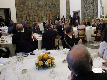 El Rey Felipe VI durante su intervenci&oacute;n el Palacio Real de Aranjuez este martes.