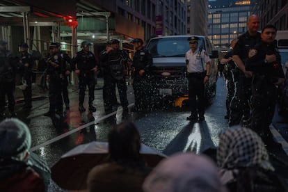 Protesta contra ICE en Manhattan, Nueva York.