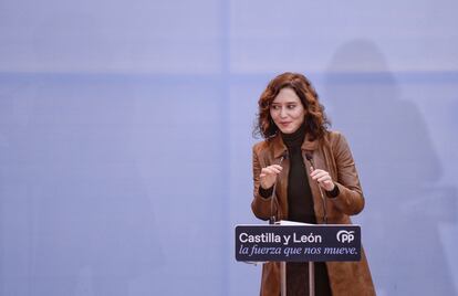 La presidenta de la Comunidad de Madrid, Isabel Díaz Ayuso, en acto del partido de Valladolid, el pasado martes 8 de febrero.