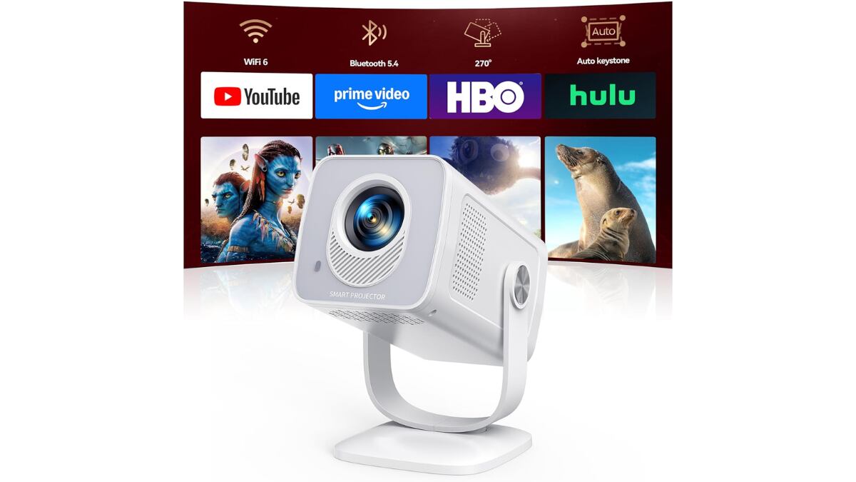 Mini proyector con 1GB de RAM y 8GB de almacenamiento.
