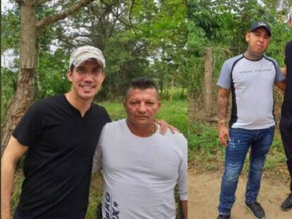 El líder opositor Juan Guaidó con los dos cabecillas.