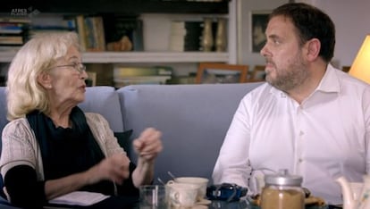 Eugenia Parejo con Oriol Junqueras en 'Salvados', de La Sexta.