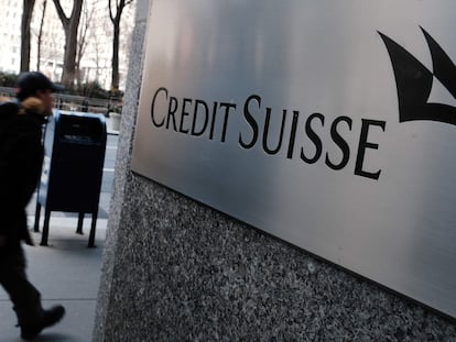 Oficina de Credit Suisse en Nueva York, este miércoles.